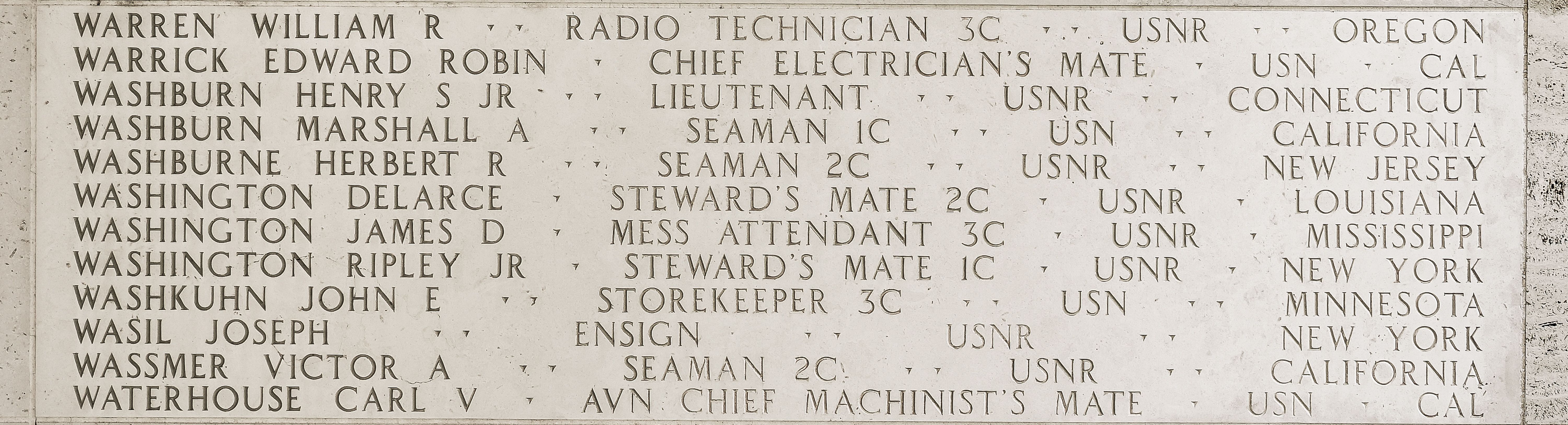 Carl V. Waterhouse, Aviation Chief Machinist's Mate